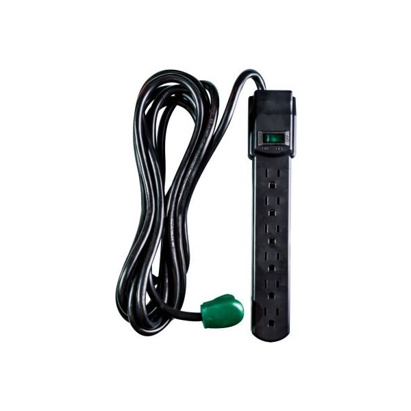 Gogreen Outlet Tap, Surge, 5-15R, 6 ft., Black GG-16106MSBK - main